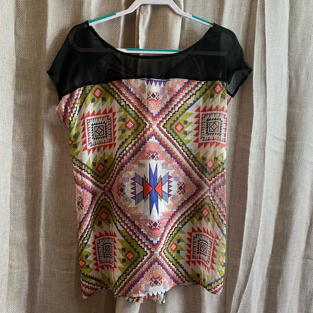 Aztec Flowy Sheer Blouse